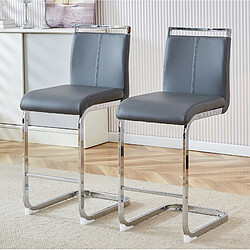 Avis STILVORA Lot de 2 tabourets de bar 96,5/63,5 cm gris foncé en PU et métal avec repose-pieds