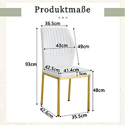 Avis STILVORA Lot de 4 chaises de salle à manger 43/93 cm blanc et or en PU avec pieds métal