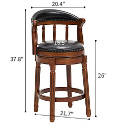Acheter STILVORA Chaise de bar 66 cm noire en bois et cuir véritable pivotante 360°