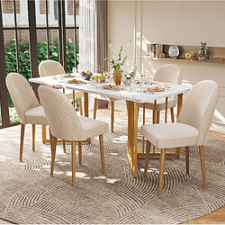 Avis STILVORA Lot de 6 chaises de salle à manger 45,5/62/87,5 cm beige en velours et métal doré