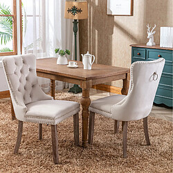 Avis STILVORA Chaise de salle a manger beige en velours avec dossier haut capitonne
