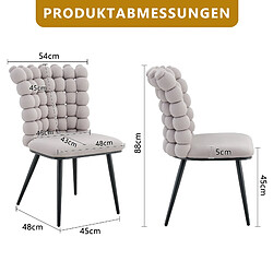 Acheter STILVORA Chaise de salle à manger lot de 2 gris clair en velours avec dossier à chaîne perlée