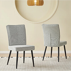 Acheter STILVORA Chaise de salle a manger lot de 2 gris clair en chenille et metal au motif pied-de-poule