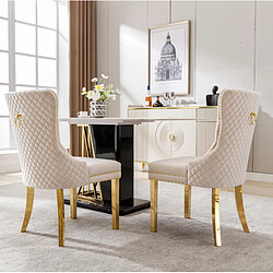 Acheter STILVORA Chaise de salle à manger 50,5/45/95 cm beige en velours avec anneau décoratif