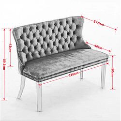Acheter STILVORA Banquette de salle à manger 2 places noire en velours avec capitonnage artisanal