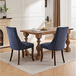 Avis STILVORA Chaise de salle à manger bleue en chenille avec dossier haut lot de 2