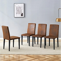 Avis STILVORA Lot de 4 chaises repas 41/90 cm marron noir en tissu et métal galbé
