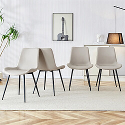 Avis STILVORA Lot de 4 chaises de salle à manger gris chaud et noir en métal et simili cuir