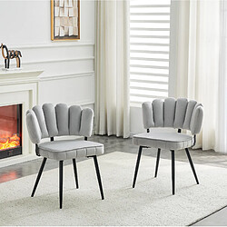 Avis STILVORA Chaise de salle à manger lot de 2 48/50/80 cm gris clair en velours avec dossier fleur