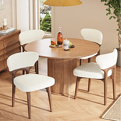 Acheter STILVORA Lot de 6 chaises de salle à manger beige clair en chenille et bois massif rembourré