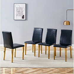 Avis STILVORA Lot de 4 chaises de salle à manger 41/90 cm noir et or en métal et PU ergonomiques