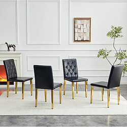 Acheter STILVORA Lot de 4 chaises de salle a manger 42/43/89 cm noir et or en PU et metal