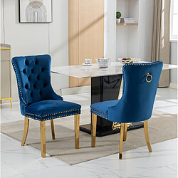 Avis STILVORA Chaise de salle à manger bleue en velours avec dossier haut et pieds réglables