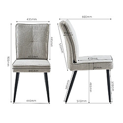 STILVORA Chaise de salle a manger lot de 2 gris clair en chenille et metal au motif pied-de-poule pas cher
