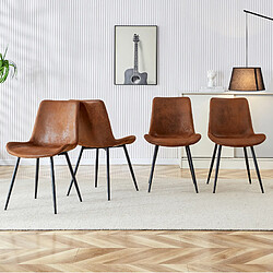 Avis STILVORA Chaise de salle à manger marron et noir en tissu technique et métal ergonomique