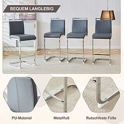 STILVORA Lot de 2 tabourets de bar 96,5/63,5 cm gris foncé en PU et métal avec repose-pieds pas cher