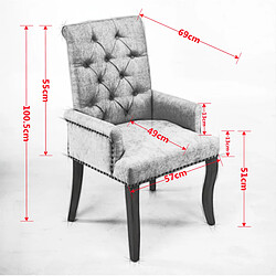 Acheter STILVORA Chaise de salle à manger gris anthracite en chenille avec accoudoirs capitonnés