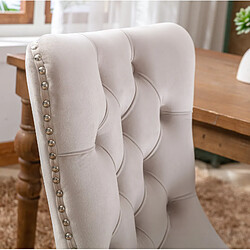 STILVORA Chaise de salle a manger beige en velours avec dossier haut capitonne pas cher