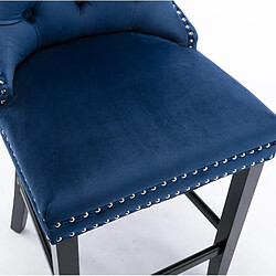 STILVORA Tabouret de bar bleu en velours avec dossier haut et pieds en bois massif pas cher