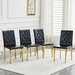 Avis STILVORA Lot de 4 chaises de salle a manger 42/43/89 cm noir et or en PU et metal