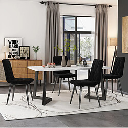 Avis STILVORA Chaise de salle à manger noire en velours avec dossier et pieds en métal lot de 4
