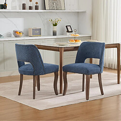 Avis STILVORA Chaise de salle à manger lot de 2 bleue en chenille avec dossier ajouré