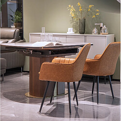 Avis STILVORA Chaise de salle a manger marron en cuir avec accoudoirs lot de 2