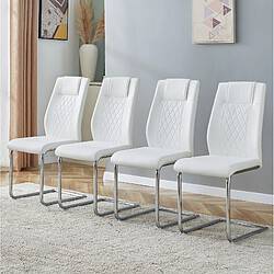 Avis STILVORA Chaise de salle à manger blanc et argent en métal et PU avec dossier effet maille