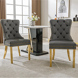 Acheter STILVORA Chaise de salle à manger 50,5/45/95 cm grise en velours avec anneau décoratif