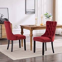Avis STILVORA Chaise de salle à manger rouge vin en velours avec dossier haut et rivets