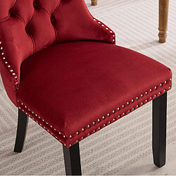 STILVORA Chaise de salle à manger rouge vin en velours avec dossier haut et rivets pas cher