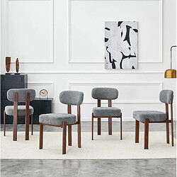 Acheter STILVORA Lot de 4 chaises de salle à manger 49/57/82,5 cm grises en lin dossier courbé