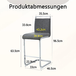Acheter STILVORA Lot de 2 tabourets de bar 63,5/96,5 cm gris foncé et argenté en PU et métal