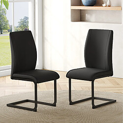 Avis STILVORA Lot de 2 chaises de salle à manger 44,5/43/50 cm noir en simili cuir ergonomiques