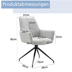 Acheter STILVORA Chaise pivotante 85 cm gris clair et noir en tissu et métal lot de 2