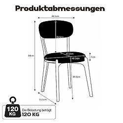 Acheter STILVORA Lot de 2 chaises de salle à manger 48,5/55,5/84 cm grises en lin confortables