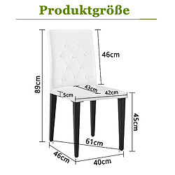 Acheter STILVORA Lot de 4 chaises de salle à manger 42/43/89 cm blanc/noir en PU et métal matelassé