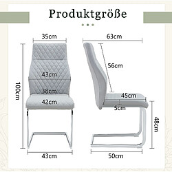 Acheter STILVORA Chaise de salle à manger 100 cm gris clair en similicuir PU avec dossier haut lot de 2
