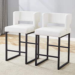 Avis STILVORA Lot de 2 tabourets de bar 91,4 cm blanc et noir en métal et PU confortables