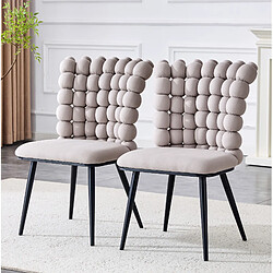 Avis STILVORA Chaise de salle à manger lot de 2 gris clair en velours avec dossier à chaîne perlée