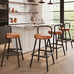 Acheter STILVORA Lot de 4 tabourets de bar 37/37/90,5 cm marron en métal et PU avec dossier