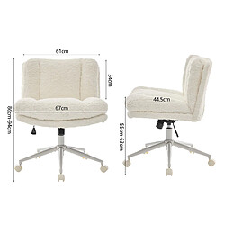 Acheter STILVORA Chaise de bureau 67,1 cm crème en fausse fourrure avec assise extra-large