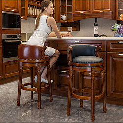 Avis STILVORA Tabouret de bar 66 cm bleu en cuir véritable et bois pivotant avec dossier