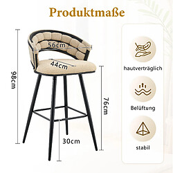 Acheter STILVORA Tabouret de bar beige et noir en velours avec structure en métal et dossier tressé