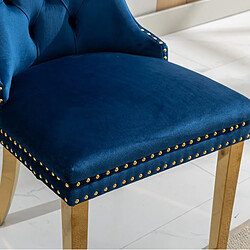 STILVORA Chaise de salle à manger bleue en velours avec dossier haut et pieds réglables pas cher