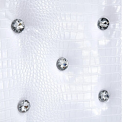 Acheter STILVORA Chaise de salle à manger blanche en métal et PVC avec dossier à boutons cristal