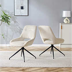 Avis STILVORA 2 chaises de salle à manger 50/87 cm beige/noir en tissu et métal pivotantes 360°