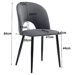 Acheter STILVORA Chaise de salle à manger 47/44/84 cm grise en velours avec pieds réglables