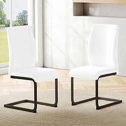Avis STILVORA Lot de 2 chaises de salle à manger 44,5/43/50 cm blanches en simili cuir ergonomiques