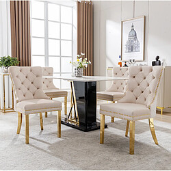 Avis STILVORA Chaise de salle à manger 50,5/45/95 cm beige en velours avec anneau décoratif
